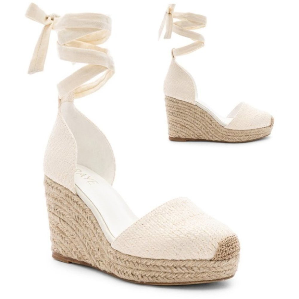 RAYE Ankle Wrap Dahlia White Platform Espadrille